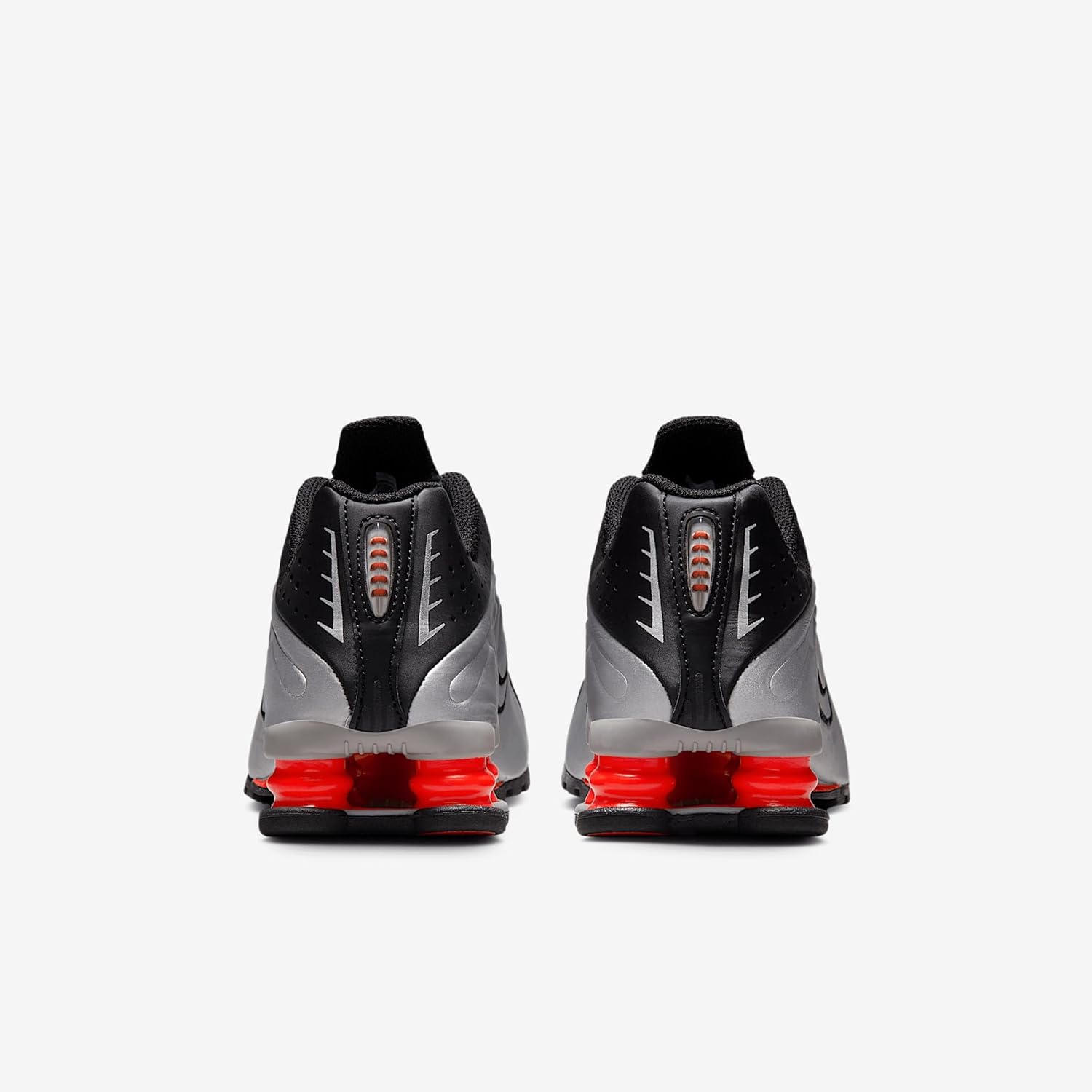 Nike Shox R4 Big Kids' Shoes (CW2626-005, Metallic Silver/Black/Picante Red/Metallic Silver) Size 6