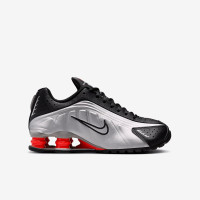 Nike Shox R4 Big Kids' Shoes (CW2626-005, Metallic Silver/Black/Picante Red/Metallic Silver) Size 6