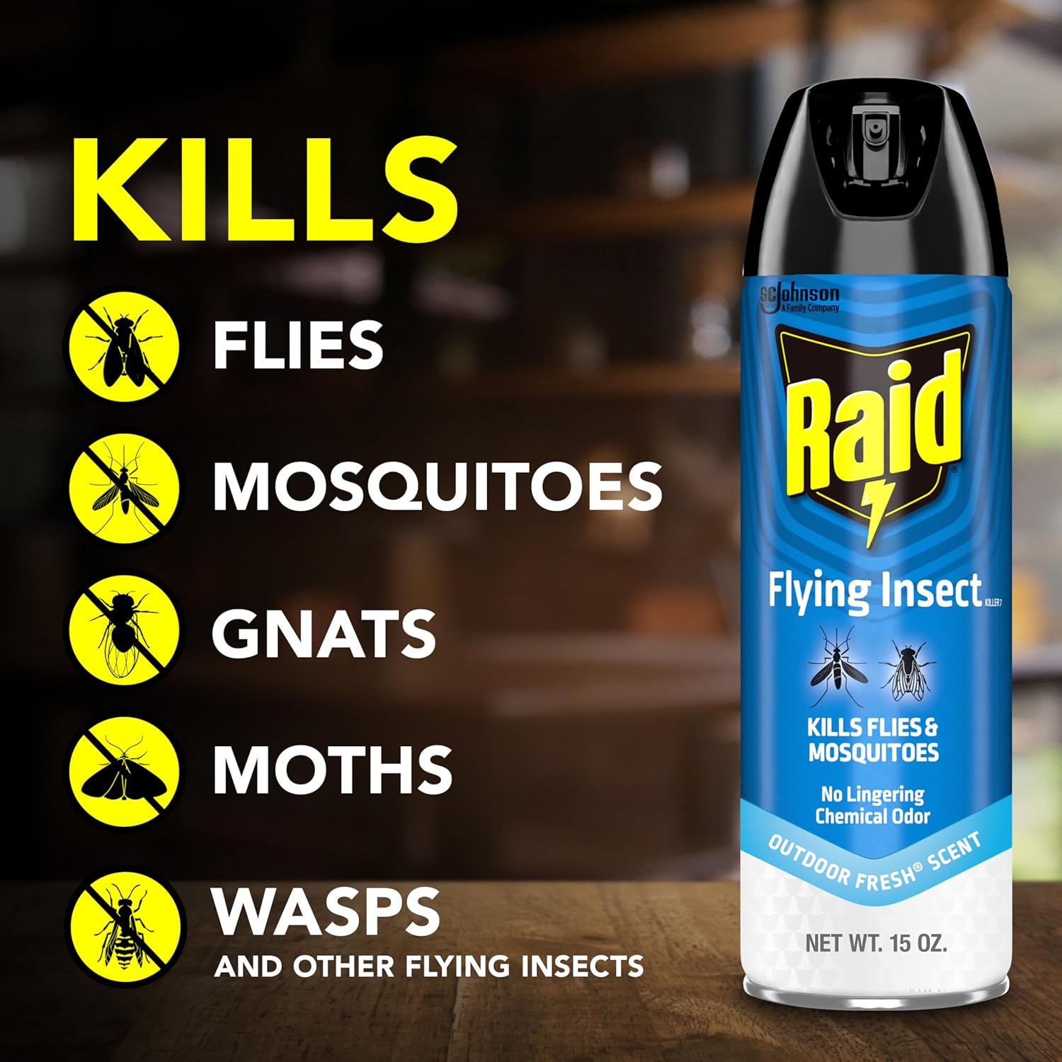 Raid Flying Insect Killer Mosquito and Fly Control No Lingering Chemical Odor Outdoor Fresh Scent 15 Ounce (Pack of 2)