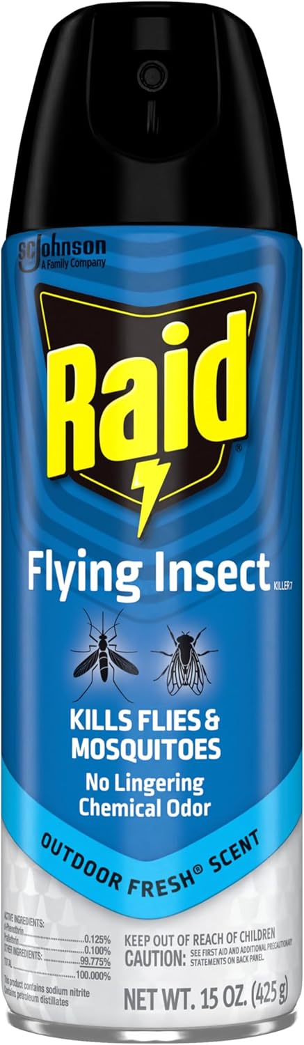 Raid Flying Insect Killer Mosquito and Fly Control No Lingering Chemical Odor Outdoor Fresh Scent 15 Ounce (Pack of 2)