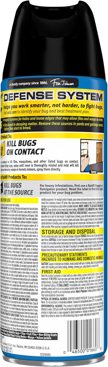 Raid Flying Insect Killer Mosquito and Fly Control No Lingering Chemical Odor Outdoor Fresh Scent 15 Ounce (Pack of 2)