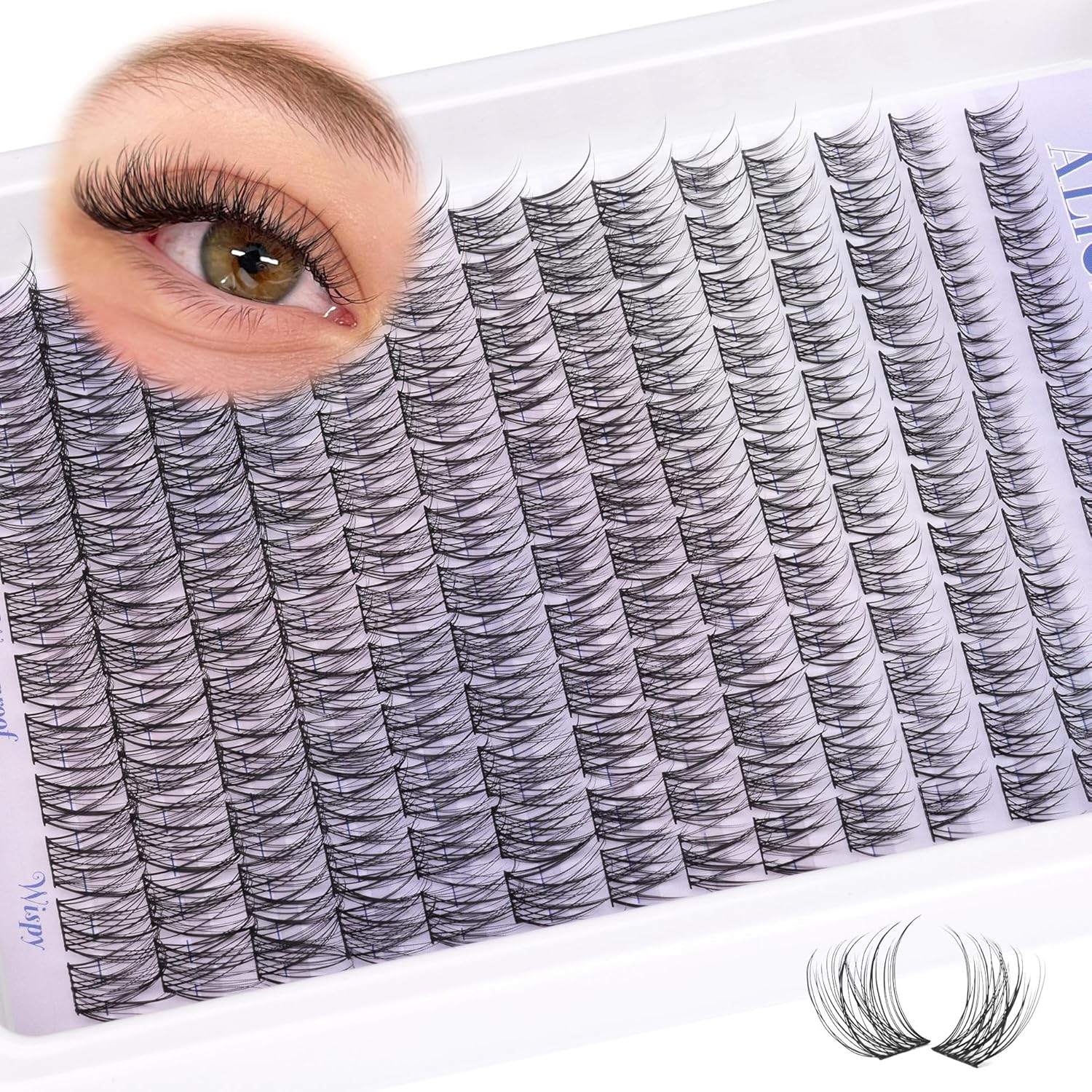 Natural Lash Clusters Wispy Cluster Eyelash Extensions 168pcs Individual Lashes 8-16mm C-Curly DIY Lash Extension Natural Look Soft Thin Band Cluster Lashes by ALICE B - Natural