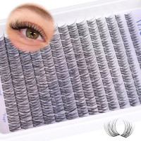 Natural Lash Clusters Wispy Cluster Eyelash Extensions 168pcs Individual Lashes 8-16mm C-Curly DIY Lash Extension Natural Look Soft Thin Band Cluster Lashes by ALICE B - Natural