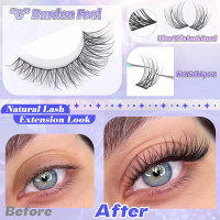 Natural Lash Clusters Wispy Cluster Eyelash Extensions 168pcs Individual Lashes 8-16mm C-Curly DIY Lash Extension Natural Look Soft Thin Band Cluster Lashes by ALICE B - Natural