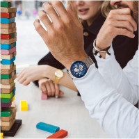 Bulova Men's Modern 3-Hand Automatic Watch, Open Aperture Dial and Edge to Edge Crystal Stainless/Blue Dial