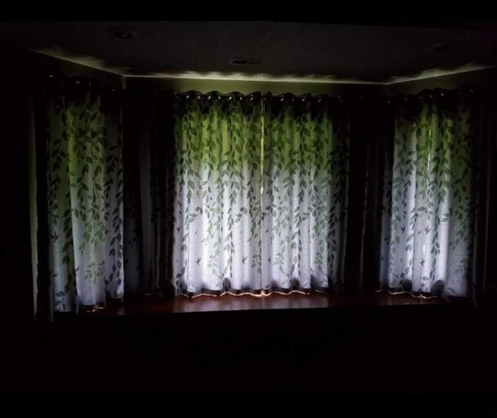 1 Panel Half Blackout Curtain Grommet Drape for Bedroom Green Leaves Birds Pattern Silver Metal Rings Curtains for Living Room Bay Windows , W39 x L84 inch
