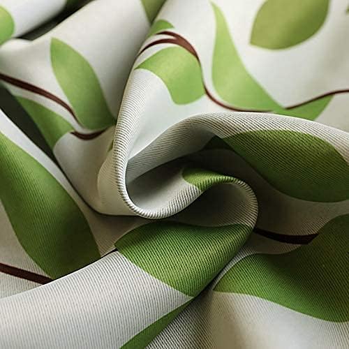1 Panel Half Blackout Curtain Grommet Drape for Bedroom Green Leaves Birds Pattern Silver Metal Rings Curtains for Living Room Bay Windows , W39 x L84 inch
