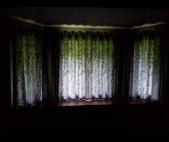 1 Panel Half Blackout Curtain Grommet Drape for Bedroom Green Leaves Birds Pattern Silver Metal Rings Curtains for Living Room Bay Windows , W39 x L84 inch