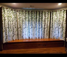 1 Panel Half Blackout Curtain Grommet Drape for Bedroom Green Leaves Birds Pattern Silver Metal Rings Curtains for Living Room Bay Windows , W39 x L84 inch