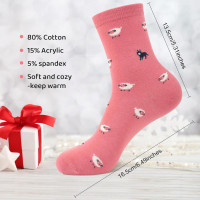 Chalier Womens Funny Socks Cozy Cute Printed Patterned Fun Sock Novelty Cat Dog Socks for Women One Size B-animals Multicolor(5 Pairs)