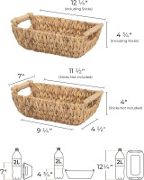 StorageWorks Hand-Woven Small Wicker Baskets, Water Hyacinth Storage Baskets with Wooden Handles, 2-Pack Natural(Water Hyacinth) Small