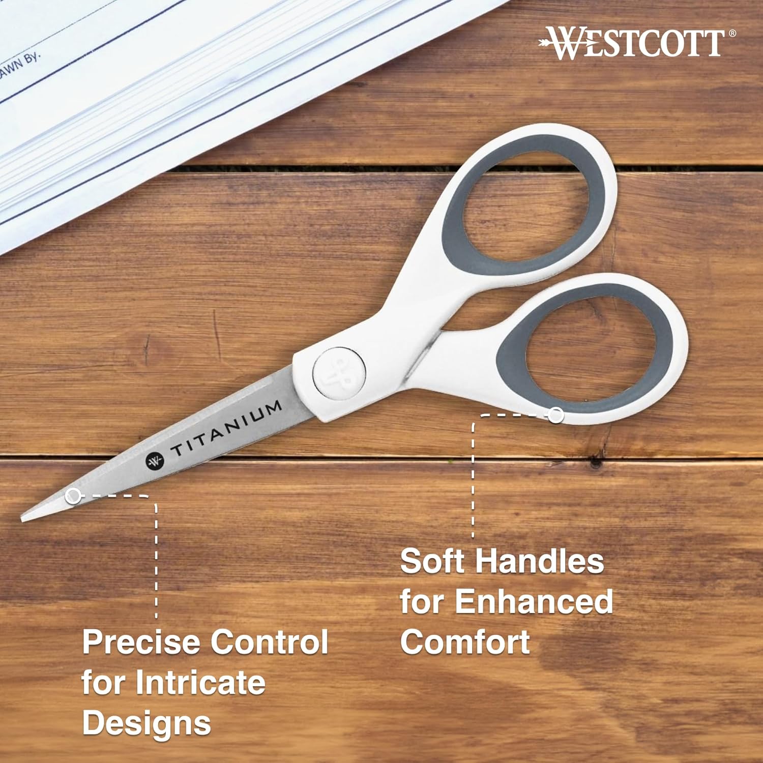 Westcott 5-Inch Micro-Tip Fabric Scissors with Titanium-Bonded Blades - Craft Scissors for Paper and Fabric, Sewing, and More 5
