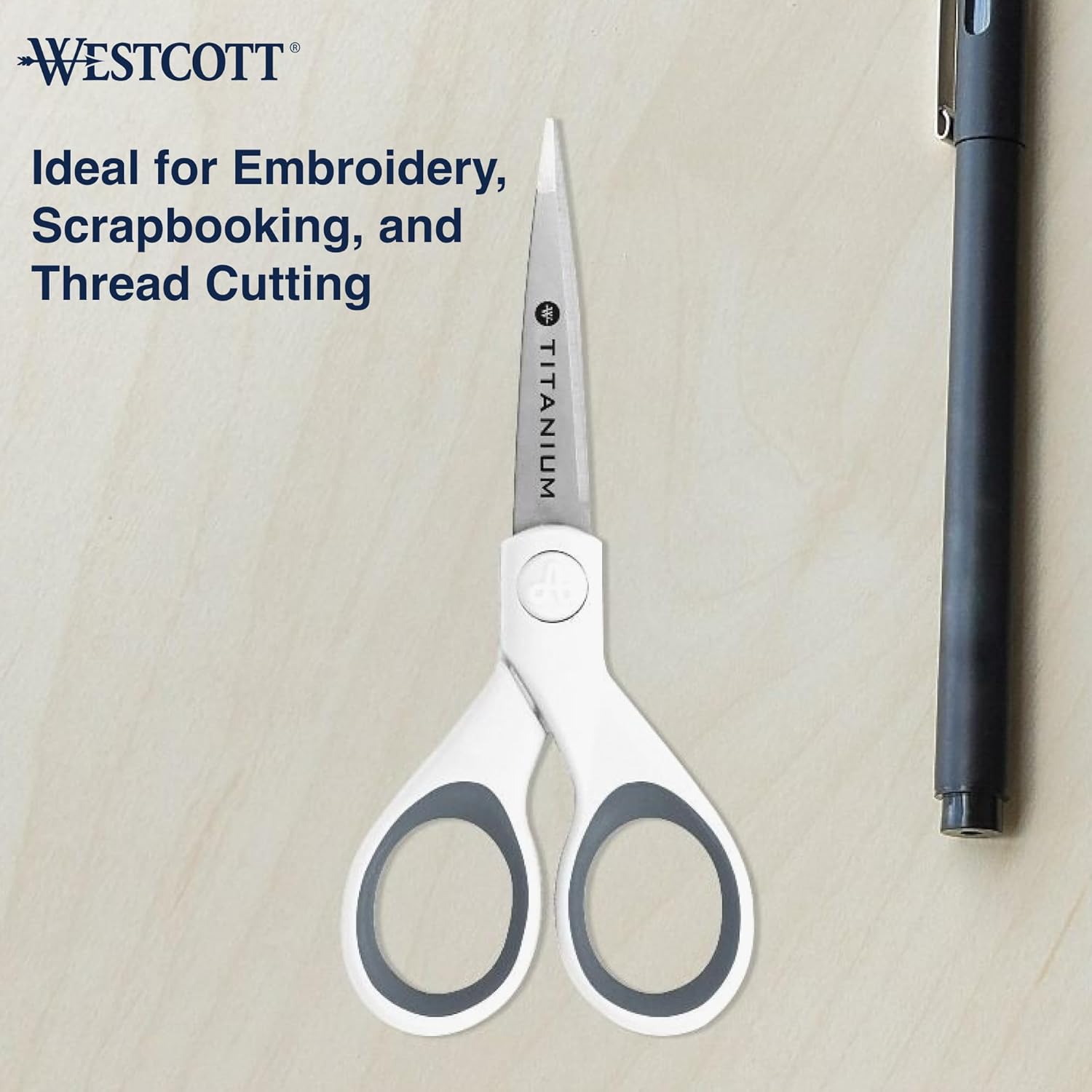 Westcott 5-Inch Micro-Tip Fabric Scissors with Titanium-Bonded Blades - Craft Scissors for Paper and Fabric, Sewing, and More 5