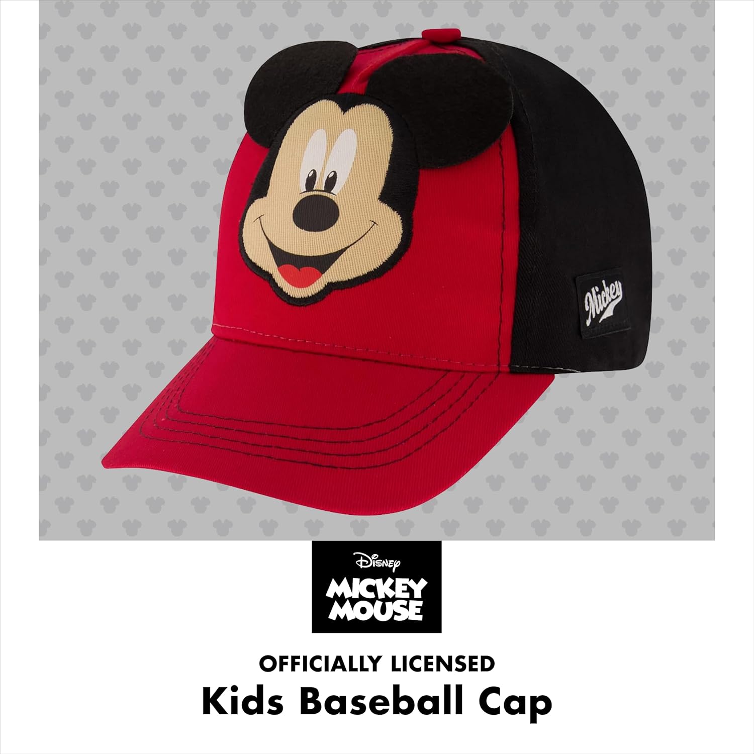 Disney Boys' Baseball Cap, Mickey Mouse Adjustable Toddler Hat, Ages 2-4 Or Boy Hats for Kids Ages 4-7 2-4T Red/Black
