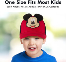 Disney Boys' Baseball Cap, Mickey Mouse Adjustable Toddler Hat, Ages 2-4 Or Boy Hats for Kids Ages 4-7 2-4T Red/Black