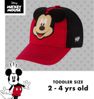 Disney Boys' Baseball Cap, Mickey Mouse Adjustable Toddler Hat, Ages 2-4 Or Boy Hats for Kids Ages 4-7 2-4T Red/Black