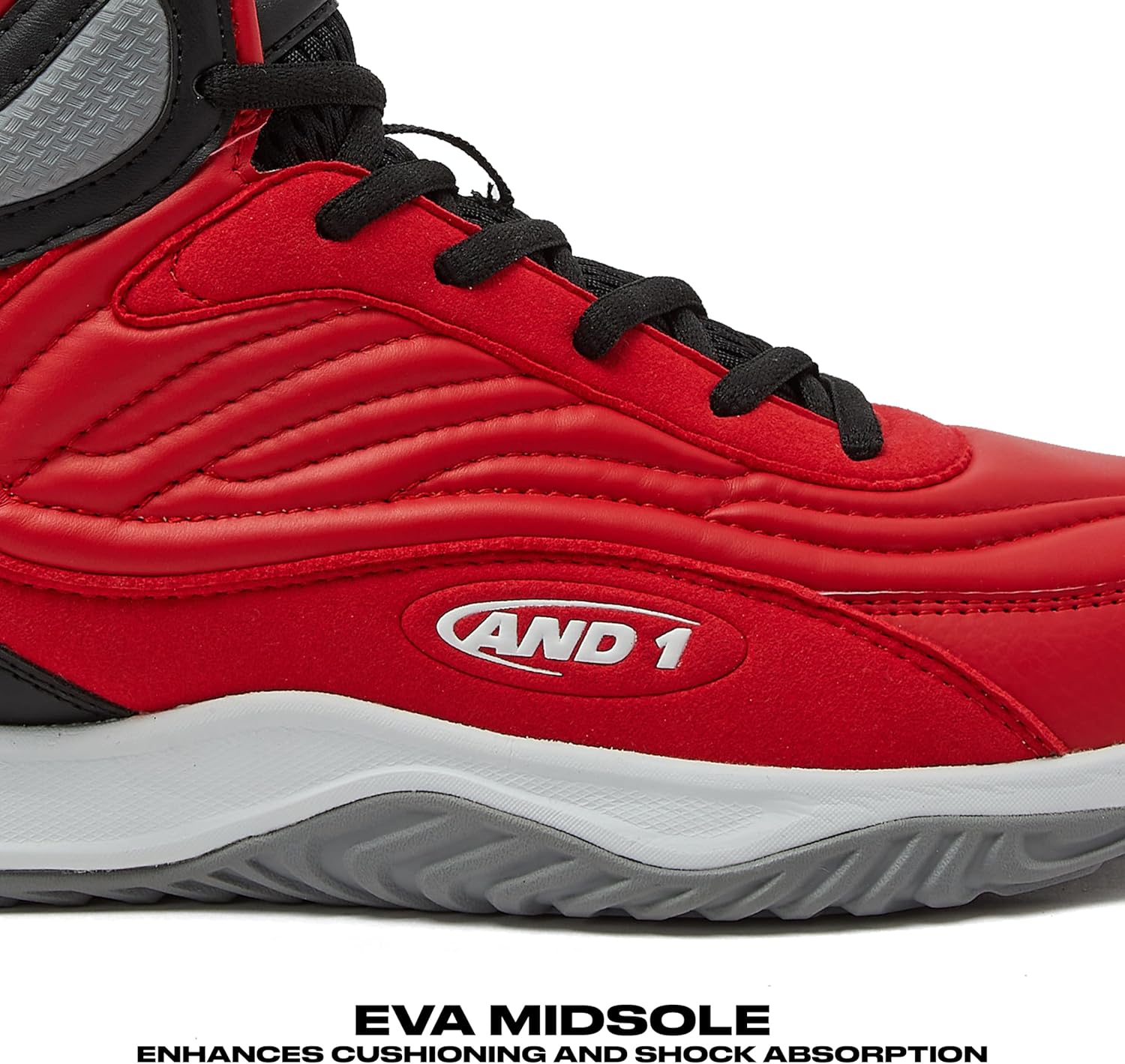 AND1 Pulse 3.0 Basketball Shoes for Men, Indoor or Outdoor, Street or Court Basketball Sneakers Men - Black, Red, or White Size 7 to 15 13.5 Women/12 Men Red/Black