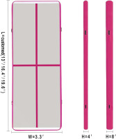 10ft/13ft/16ft/20ft Air Mat Tumble Track Inflatable Gymnastics Tumbling Track Mat with Electric Air Pump for Cheerleading/Practice/Beach/Park/Home use 13ftx3.3ftx4in(4x1x0.1m) PINK-L