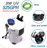 Polar Aurora Free Media 4-Stage External Canister Filter with 9-watt Light, 525 GPH with Free Media