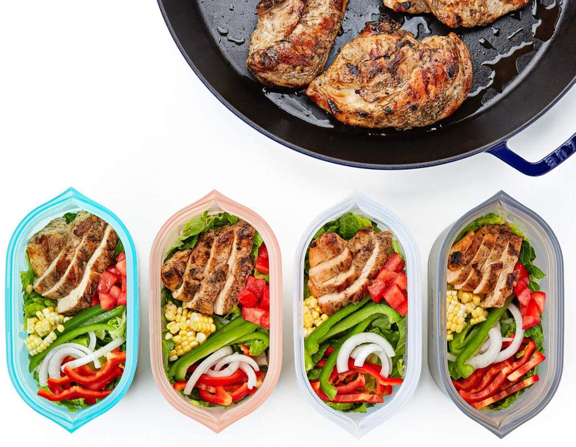 Wholesale Zip Top Reusable 100 Silicone Food Storage Bags and