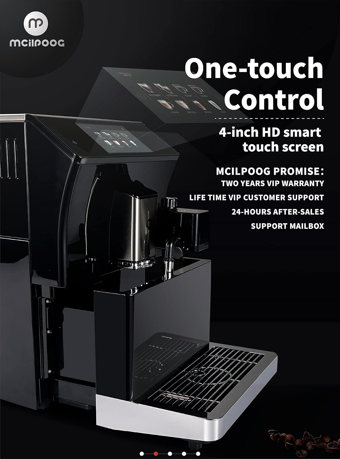 Mcilpoog ws-203 fully Automatic Espresso Coffee Machine, 1300W, 16 Drink Types, 19 Bar Pump, 1.7L Water Tank WS-203 Compact