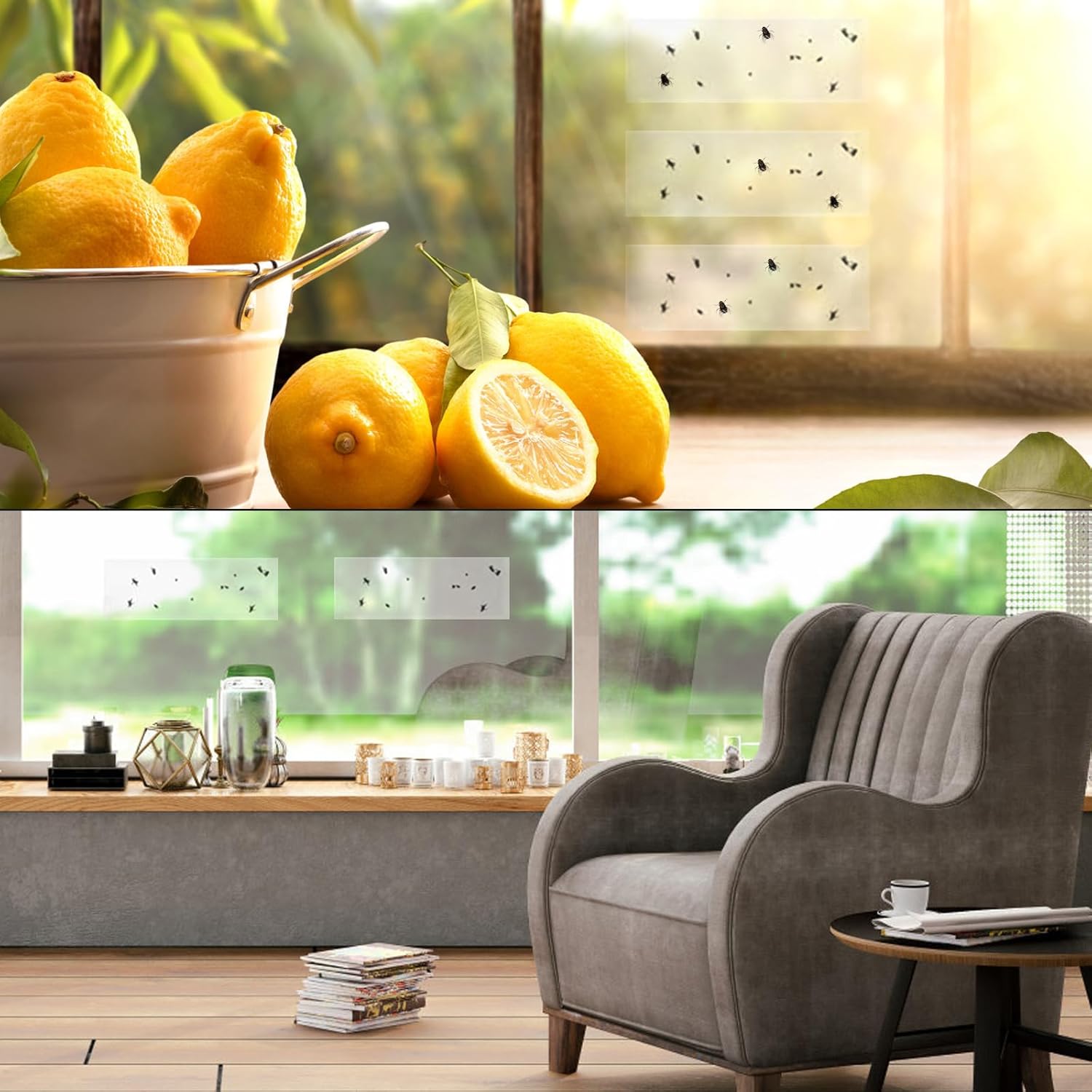 Faicuk 20-Pack Clear Window Fly Traps Sticky Flys Strip for Indoor Houseflies Nontoxic and Pesticide-Free