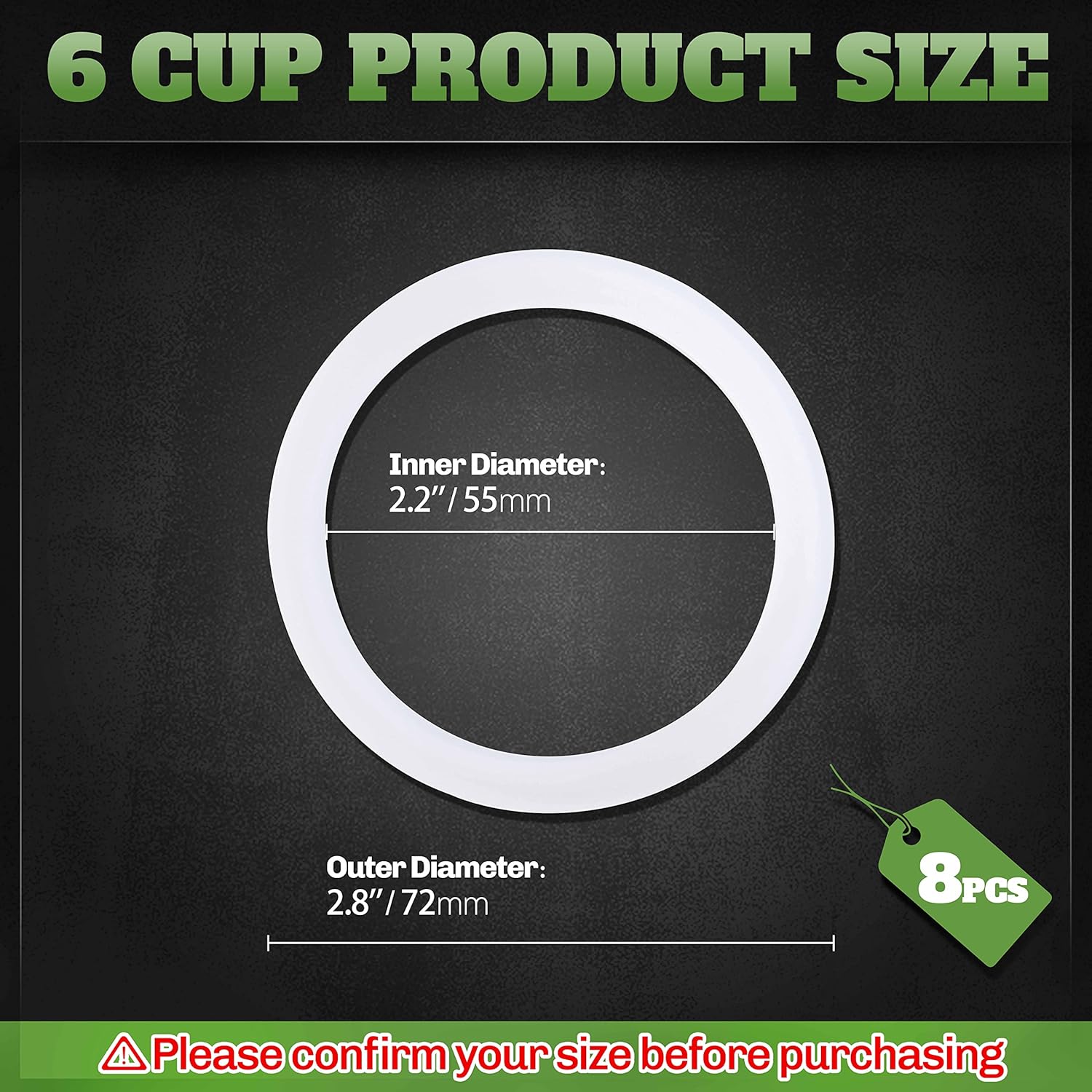 8 PCS Replacement Spare Food Grade Silicone (Better Than Rubber) Gasket Seal Ring For Aluminium Stovetop Coffee Maker Pots Bialetti Moka Express Dama 6 Cups 6 Cups 8PCS