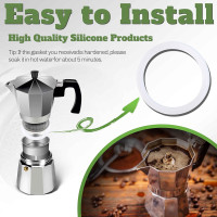 8 PCS Replacement Spare Food Grade Silicone (Better Than Rubber) Gasket Seal Ring For Aluminium Stovetop Coffee Maker Pots Bialetti Moka Express Dama 6 Cups 6 Cups 8PCS