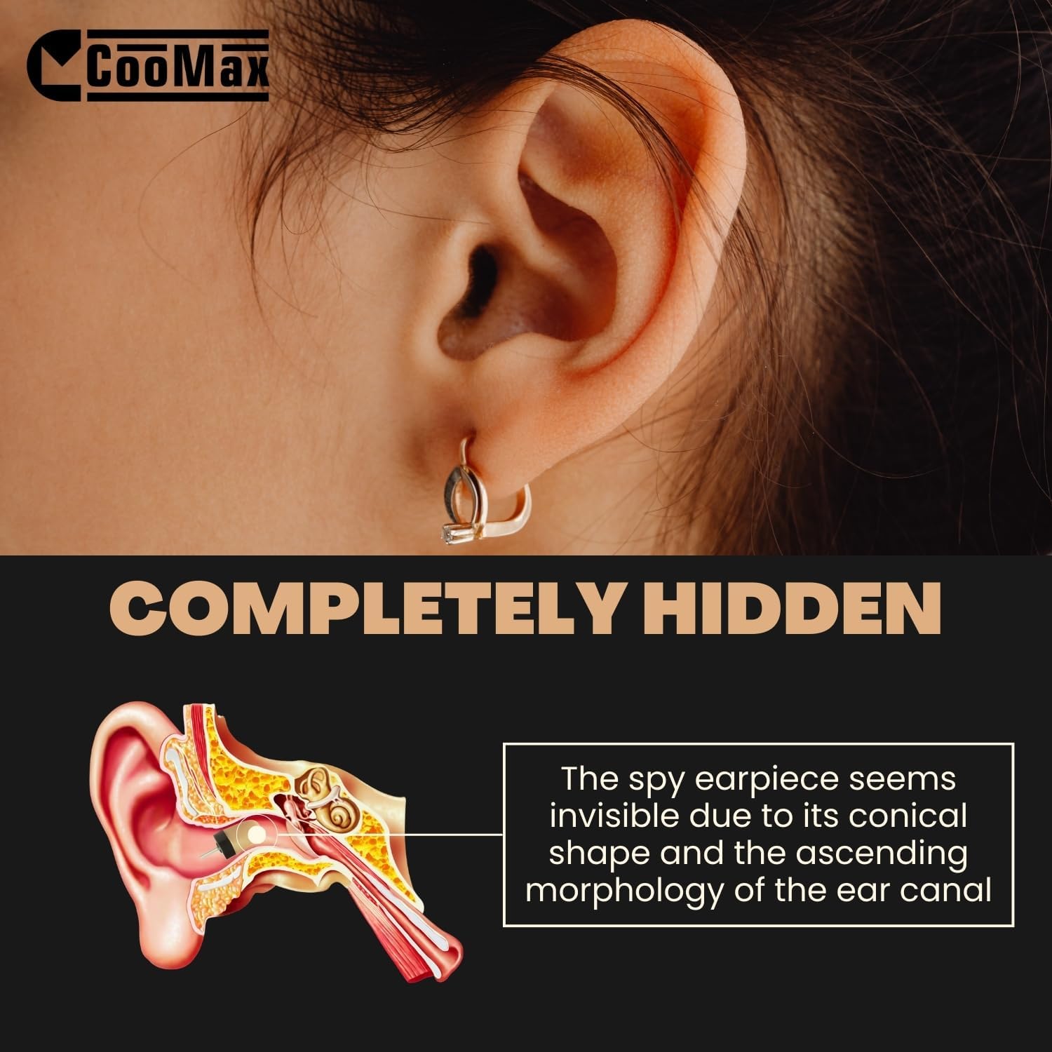 Mini Hidden Spy Earphone Wireless Earpiece Headset Microphone Detection