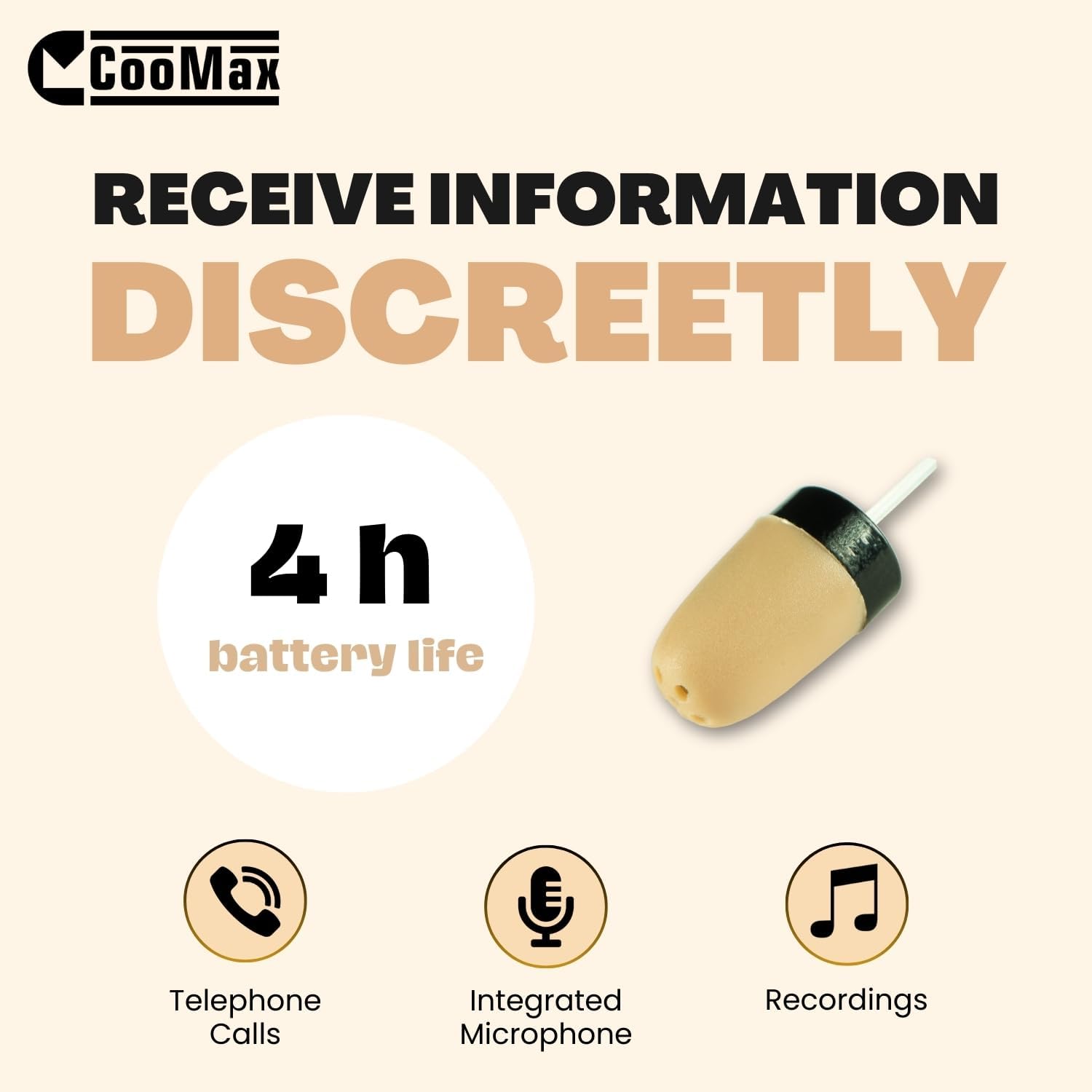 Mini Hidden Spy Earphone Wireless Earpiece Headset Microphone Detection