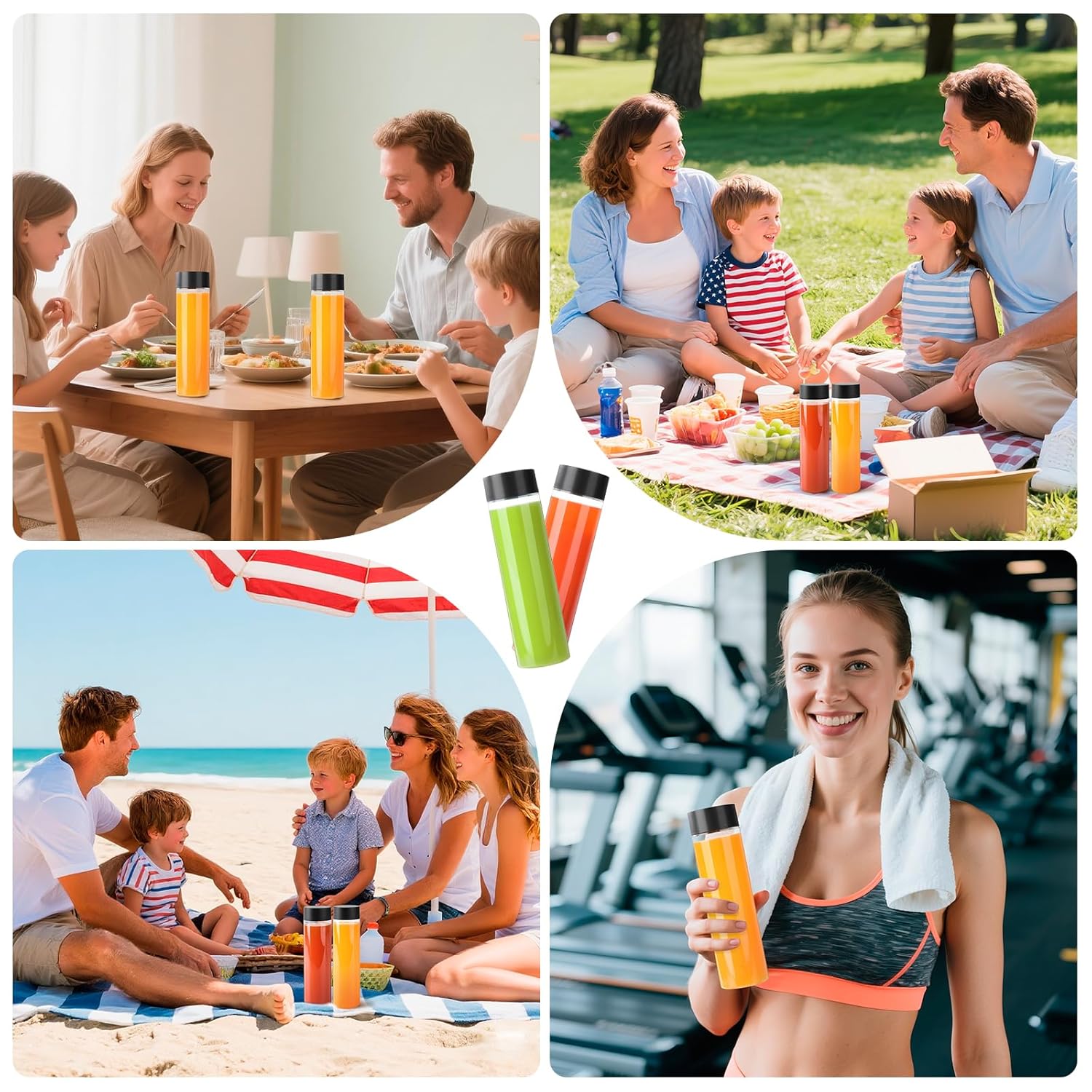 12 Pack 13.6 OZ (400 ml) Clear PET Plastic Juice Bottles With Black Lids Smoothie Ideal For Milk and Other Beverage 13.6 OZ 12 pack (black lids)
