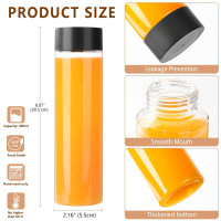 12 Pack 13.6 OZ (400 ml) Clear PET Plastic Juice Bottles With Black Lids Smoothie Ideal For Milk and Other Beverage 13.6 OZ 12 pack (black lids)