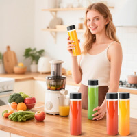 12 Pack 13.6 OZ (400 ml) Clear PET Plastic Juice Bottles With Black Lids Smoothie Ideal For Milk and Other Beverage 13.6 OZ 12 pack (black lids)