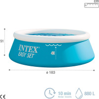 Intex 6ft x 20in Easy Set Swimming Pool #28101, Blue 6 feet x 20 inch Easy Set Pool