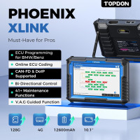 TOPDON Phoenix XLink Scan Tool, ECU Programming, Online ECU Coding, Upgraded of Phoenix Plus, Topology Mapping, 41 Services, Bi-Directional Scanner, Guided Function, CAN FD/DoIP, 2 Years Free Update
