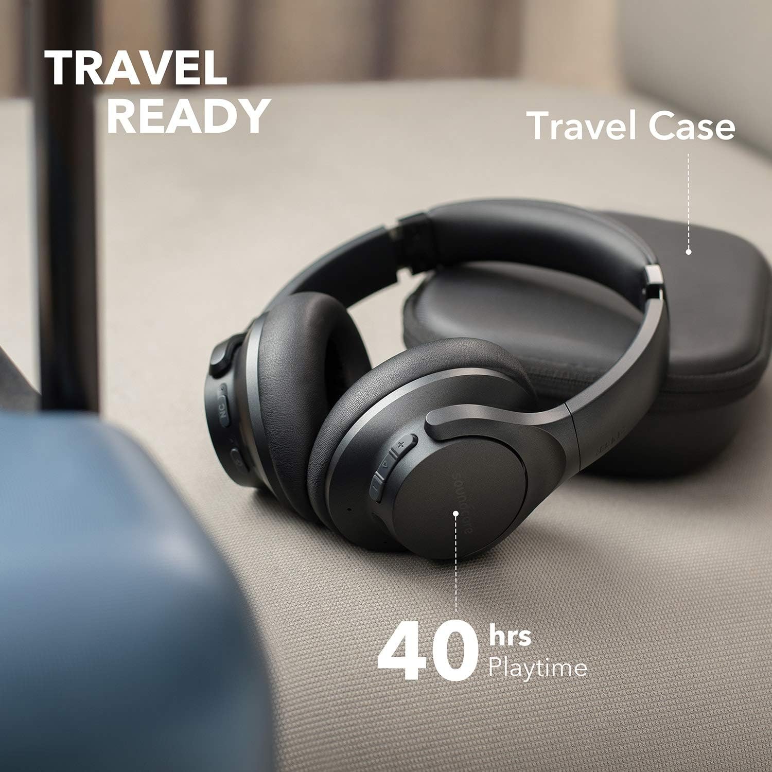 Anker Soundcore Life Q20 Hybrid Active Noise Cancelling Headphones, Wireless Over Ear Bluetooth Headphones with 40H Playtime, Hi-Res Audio, Deep Bass, Memory Foam Ear Cups and Headband for Travel,Work Black