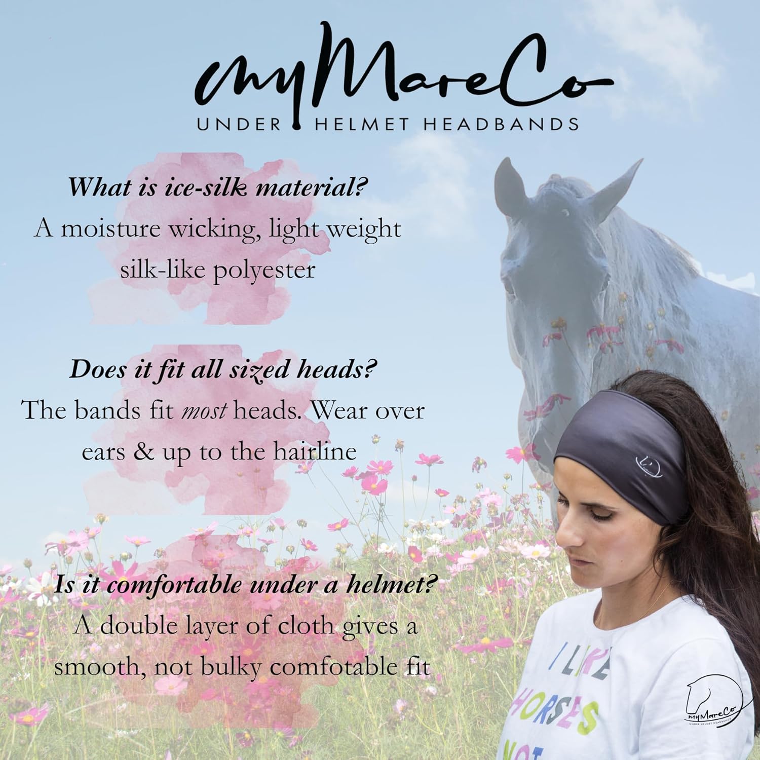 Equestrian Headbands Designed to Wick Moisture and Protect Hair Under Helmets, for Horseback Riding, Biking, and Securing Ear Buds 3 Pack Green, Pink, Lavender