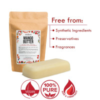 Raw Mango Butter - 100% Natural Skin and Hair Moisturizer - Use with Shea in DIY Whipped Body Butter, Mango Body Lotion, Lip Gloss and Soap Making, 8 oz Block Bar 8 Ounce (Pack of 1)