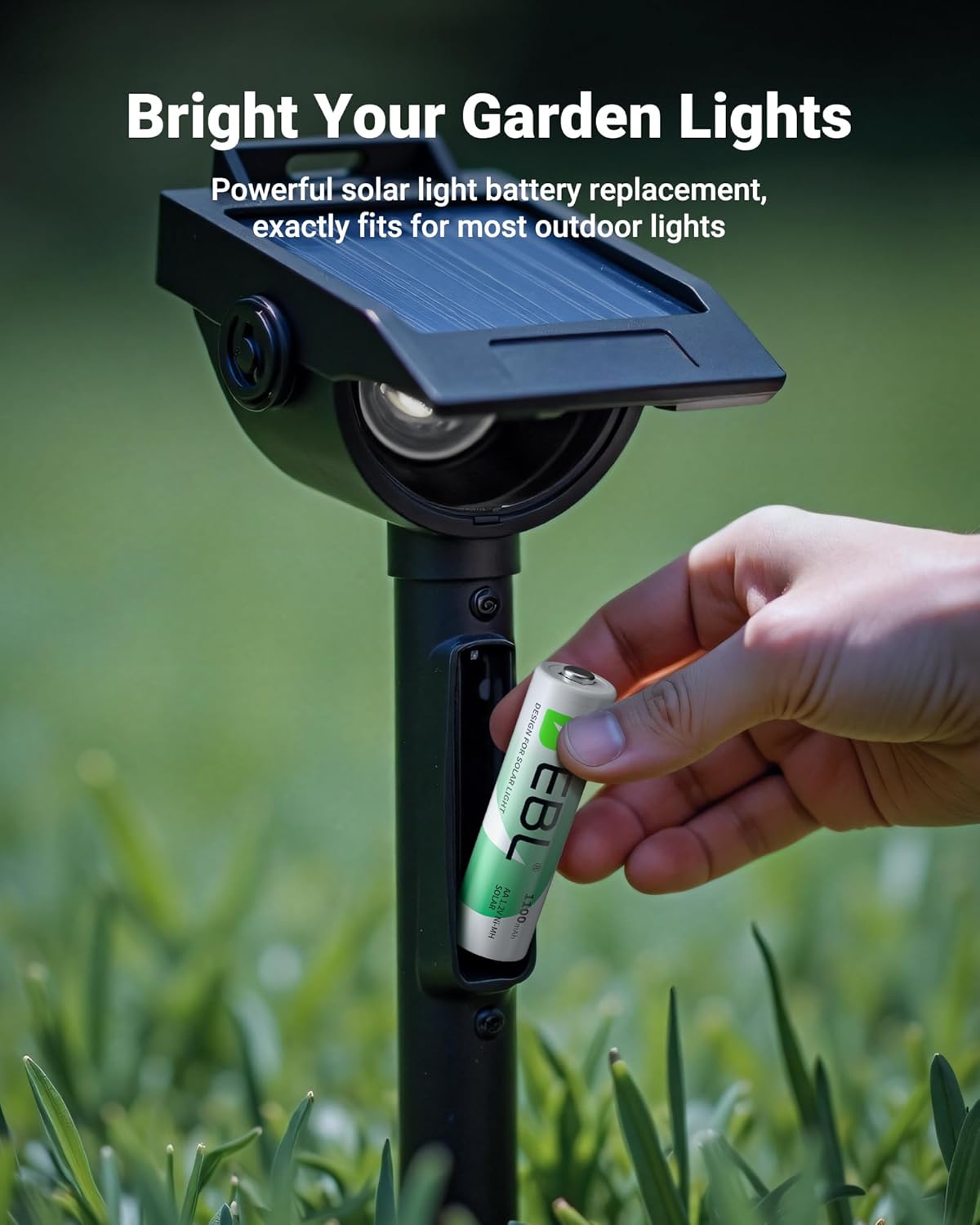 EBL AA Rechargeable Batteries, 1.2V 1100mAh High Capacity AA Battery for Solar Garden Lights (Pack of 8) 8 Count (Pack of 1)