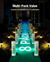 EBL AA Rechargeable Batteries, 1.2V 1100mAh High Capacity AA Battery for Solar Garden Lights (Pack of 8) 8 Count (Pack of 1)