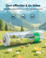 EBL AA Rechargeable Batteries, 1.2V 1100mAh High Capacity AA Battery for Solar Garden Lights (Pack of 8) 8 Count (Pack of 1)