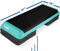 Yes4All Aerobic Exercise Step Platform, Exercise Stepper with Risers for Cardio and Strength Training, Workout Stepper for Home Gym H. Green Black