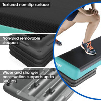 Yes4All Aerobic Exercise Step Platform, Exercise Stepper with Risers for Cardio and Strength Training, Workout Stepper for Home Gym H. Green Black