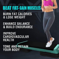 Yes4All Aerobic Exercise Step Platform, Exercise Stepper with Risers for Cardio and Strength Training, Workout Stepper for Home Gym H. Green Black