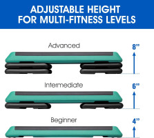 Yes4All Aerobic Exercise Step Platform, Exercise Stepper with Risers for Cardio and Strength Training, Workout Stepper for Home Gym H. Green Black