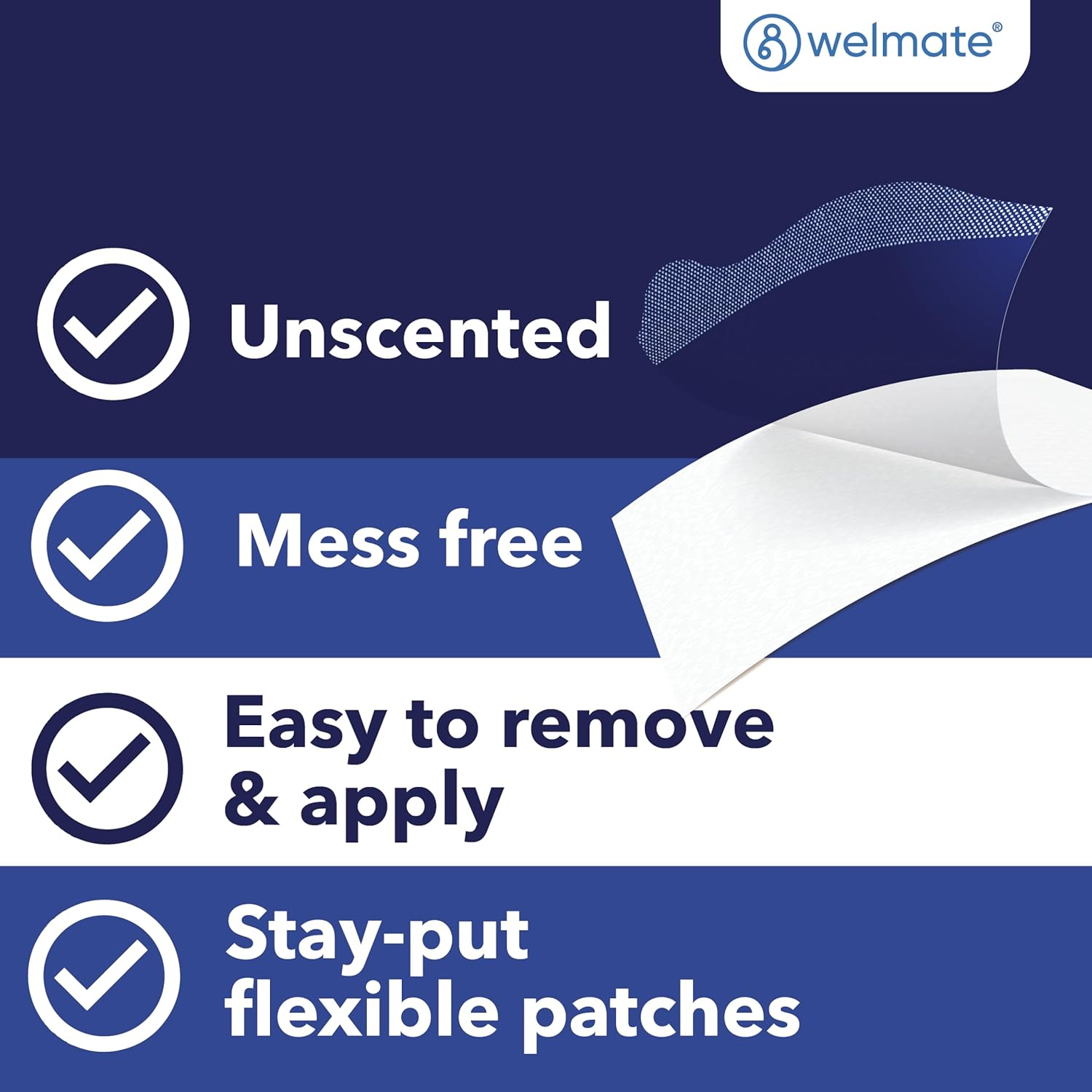 WELMATE - 4% Lidocaine Numbing Patch - Maximum Strength - Temporary Relief of Pain, Back, Neck, Shoulders, Knees, Elbows, Minor Skin Irritations - Topical Analgesic Unscented - 30 ct 30 Count (Pack of 1)