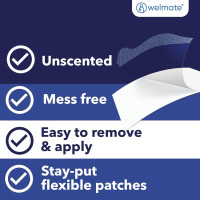 WELMATE - 4% Lidocaine Numbing Patch - Maximum Strength - Temporary Relief of Pain, Back, Neck, Shoulders, Knees, Elbows, Minor Skin Irritations - Topical Analgesic Unscented - 30 ct 30 Count (Pack of 1)