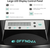 OFFNOVA Electric Automatic Coin Sorter & Change Counter Machine, Coins up to 300 Coins Per Minute, Large LED Digital Display, Supports All Denomination of US Coins