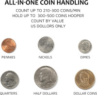 OFFNOVA Electric Automatic Coin Sorter & Change Counter Machine, Coins up to 300 Coins Per Minute, Large LED Digital Display, Supports All Denomination of US Coins