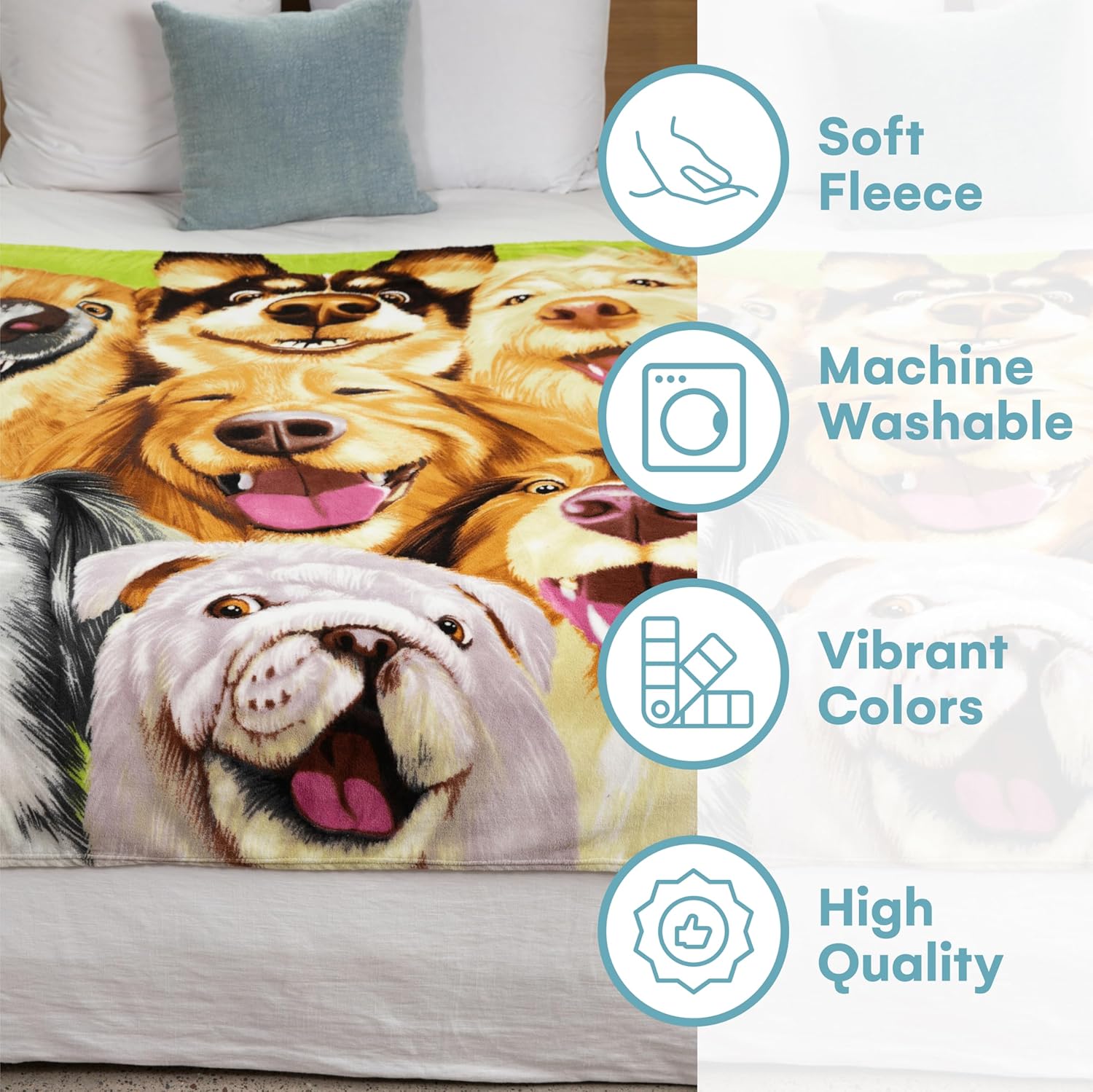 Dawhud Direct Cartoon Selfie Dog Fleece Blanket for Bed, 50